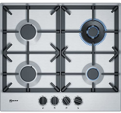 Neff T26DS59N0 N70 - Piano cottura a gas a quattro fuochi, 60 cm, in acciaio INOX