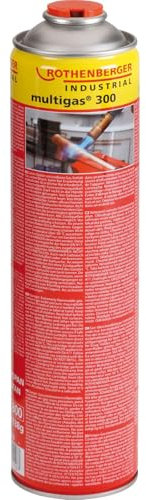 ROTHENBERGER Industrial Multigas 300 Gas Kartusche, 600 ml,38g,Anschluss: 7/16“ EU, Norm EN 417 selbstverschließend, 4 Stück