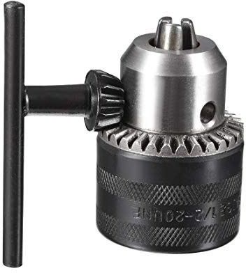 sourcing map Taladro Portabrocas, 1/2-20UNF Roscado 1,5-13mm Capacidad Y45 Acero con Portabrocas Llave para Eléctrico Impacto Cable Inalámbrico Taladro