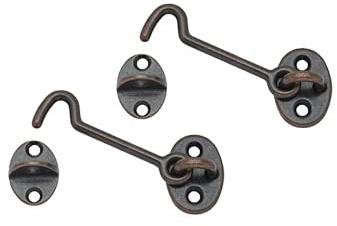 QCAA Kabinen- und Türhaken aus geschmiedetem Messing, 6,4 cm, antikes Kupfer, 2 Stück, hergestellt in Taiwan