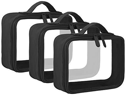 ANRUI 3 Stück Kulturbeutel Transparent, Reise Kulturtasche Kosmetiktasche Durchsichtig für Damen & Herren, Kulturbeutel Flugzeug Handgepäck für Flüssigkeiten, Transparent Waschbeutel Toilettentasche