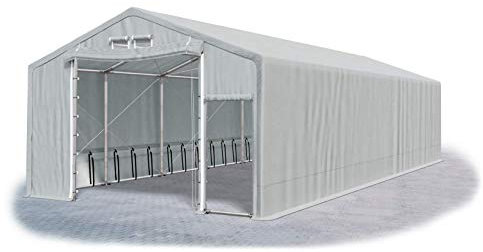 Das Company Lagerhalle 6x12x3m feuersicher grau wasserdicht ganzjährig Industriezelt Stahlseile 600g/m² PVC Winter Plus SFR - Zeltgarage, Lagerzelt Winterfest, Zeltgarage Winterfest - Winterzelt