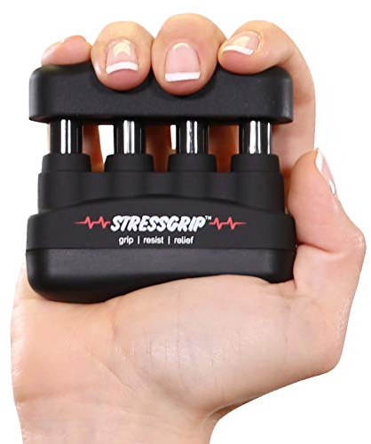 StressGrip – Stressbollen för vuxna (medium) en apparat för stress- och ångestlindring – bekväm handtränare – stressminskning och handgrepp – svart