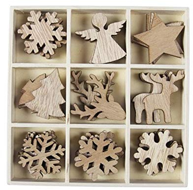 36 STK Holzteile Schneeflocke Stern Engel Baum Rentier braun Weihnachtsdeko Basteln Holz Tiere Teile Irnamente Winter Weihnachten Basteln Kindergarten