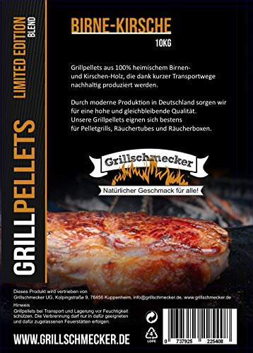 Grillschmecker Grillpellets 10 kg- Holzpellets Sonderedition Birne-Kirsche für Grill, Pelletofen & Smoker