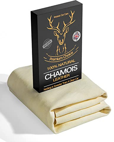 lesasas Chamois Leather for Cars 60x40cm Extra Thick Shammy Cloth for Car Drying & Window Cleaning, Natural Soft Leather Towel, Super Absorbent & Reusable for Auto Detailing Interior Exterior