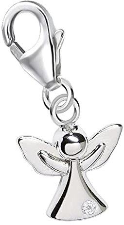 Goldene Hufeisen mini klein Schutzengel Karabiner Charm Anhänger für Bettelarmband aus 925 Sterling-Silber mit Zirkonia