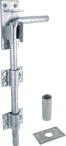 IRONTITE® Galvanised Gate Drop Bolt, Heavy Duty Gate Drop Bolts for Wooden Gates, Surface Mounted Gate Bolt Ideal for Garage Doors and Gates, 300mm (12).