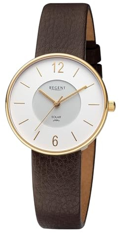 REGENT Damen-Uhren Analog Solar One Size Dunkelbraun 32020783