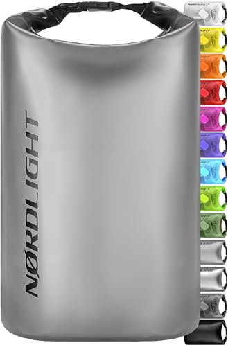 Nordlight Dry Bag 5L Wasserdichter Beutel - (Grau) Wasserdichter Packsack Mit Roll Top Verschluss Und Schultergurt | Schwimmen, Baden, Strand, Kanu, Stand Up Paddling, Tauchen