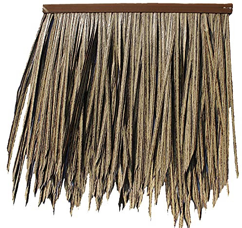 Lqdpdd Maison en Bois de Paille Les Panneaux de Toit en Palmier, Ignifuges Disponibles Pendant 10 Ans, pour Tiki Bar Parasol Hawaii Farmhouse Pool Bar Gazebo (Taille: 2Pcs, Couleur: Old Straw)