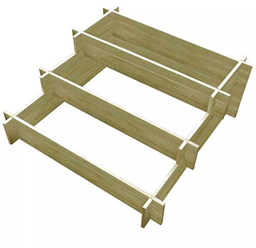 Yongdu 3-stufiger Pflanzkübel, Pflanzkasten, Pflanzgefäße Für Draussen, Blumenkübel, Blumenkasten, Outdoor, 90 x 90 x 35 cm Holz Imprägniert