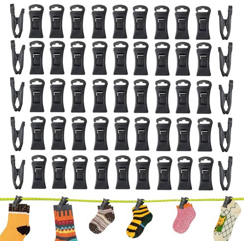 Sockenklammern für Waschmaschine und Trockner 70 Stück Sockenhalter Waschmaschine Sockenclips Mini Wäscheklammer mit Haken Socken Sortierhilfezai Sockensortierer für Waschmaschine (Schwarz)…