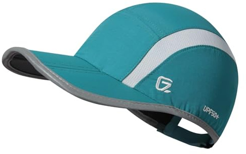 GADIEMKENSD Quick Dry Sports Hat Lightweight Breathable Soft Outdoor Run Cap (Folding Series, Turquoise)