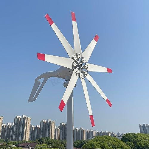 800W Windturbine Windkraftanlage 12V 24V 48V Windgenerator mit MPPT Laderegler 8 Klingen Windräder für Hausgebrauch Yacht Yard Dach Boot Windmühle (12V mit MPPT Regler)