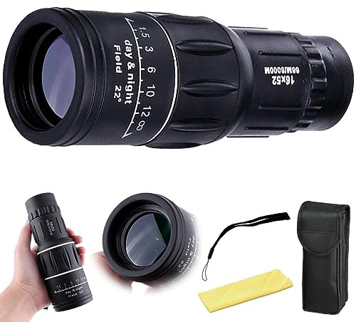 BDSHUNBF 16X52 Monokular Teleskop, Monokulares Teleskop, Wasserdichtes Bak4 Prisma Dual Fokus Fernrohr Kompakt Monokulare für Wildtiere Vogelbeobachtung Wandern Jagd Camping