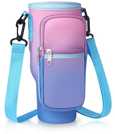 MultiValue Bolsa de Botella de Agua para Stanley Cup, Funda de Botella de Agua de Moda con Correa y Bolsillo para Teléfono Funda Termica Botella Agua para Vaso Stanley de 40 onzas