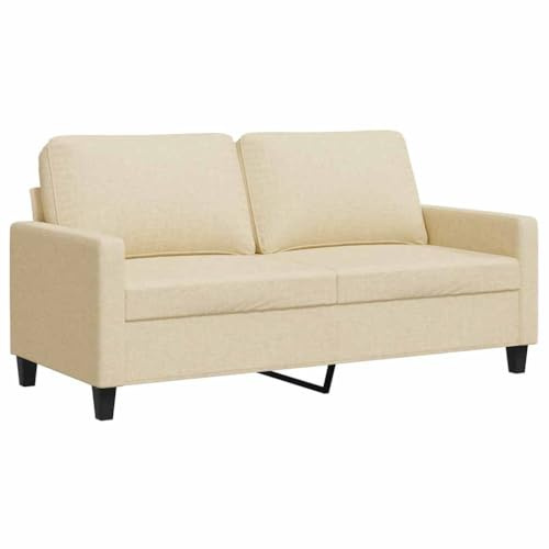 vidaXL Sofa 2-Sitzer, Loungesofa Couch mit Armlehnen Rückenkissen, Wohnzimmersofa Designsofa Metallgestell, Sitzmöbel Zweisitzer, Modern, Creme Stoff