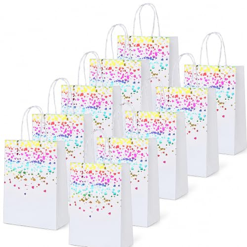 Vebetter 10 Papiertüten mit Henkel, weiße Geschenktüten, 15 × 8 × 21 cm | 10er-Set · 15 × 8 × 21 cm · Mit Papierhenkeln · Schlichtes Weiß · Für kleine Geschenke