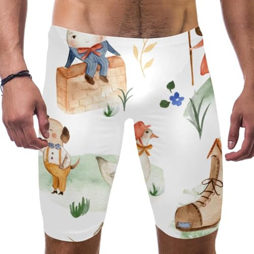 Nursery Rhyme Badeanzug für Herren und Jungen, Wettkampf-Badeanzug, quadratisches Bein, Ausdauertraining, mehrfarbig, XL