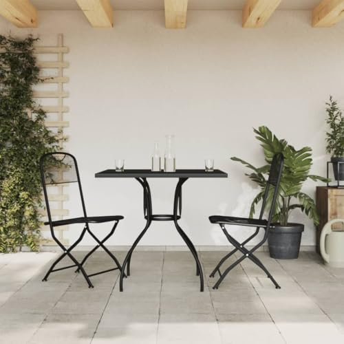 Festnight 3tlg Balkonmöbel Set Bistroset 2 Personen Balkon Sitzgruppe Garten Balkonset Balkontisch mit 2 Stühlen Sitzgarnitur Gartenmöbel Gartengarnitur Balkonmöbel Klein Balkon Anthrazit