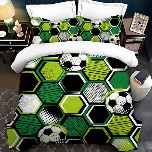 PORJDN Set di biancheria da letto da calcio per bambini, federa 80 x 80 cm, set di biancheria da letto per ragazzi e ragazze, effetto 3D, copripiumino in microfibra (stile C, 200 x 200 cm)