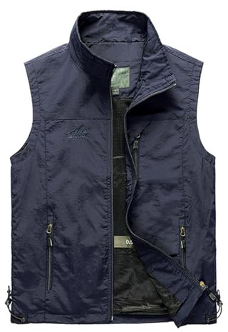 KBOPLEMQ Gilet Uomo Estivo Gilet Outdoor Senza Maniche Gilet Multifunzionale Leggero per Campeggio e Escursionismo con Molte Tasche in Cotone per Tempo Libero Gilet da Pesca Gilet da Lavoro Uomo, O