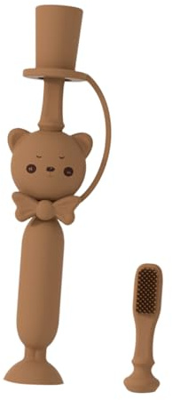 COLLBATH Cartoon Bear Silikon Zahnbürste Zahnputztraining Weiche Borsten Sicheres Material Für Kleinkinder Zufällige Farbe Hilfsmittel Für Zahnpflege