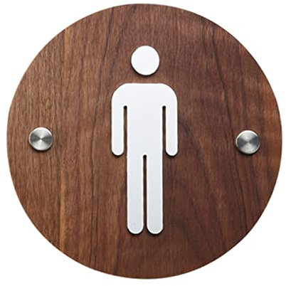 CHFYIJYHM Toilettenschild, Badezimmerschild for Männer und Frauen, Holzsockel und Aluminiumschild, einfach zu montieren, for Unternehmen, Heimbüros und Restaurants(B)