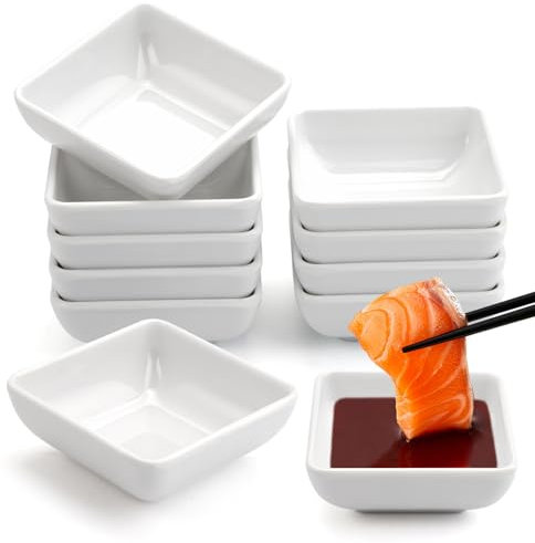 10 Piezas Cuencos Aperitivos 7,5x7,5x3 cm Cuencos Pequeños para Salsa, Cuadrados Apilables Platos Pequeños, Cuencos Peque Os Aperitivos Mini Cuencos para Salsas, Salsas, Especias, Frutas (Blanco)