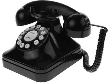 Amosfun Téléphone Fixe Rétro Filaire Style Ancien avec Cadran Rotatif Décoration Vintage pour Bureau Et Maison Noir Élégant