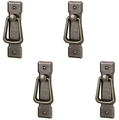 Yuelulala 4pcs Vintage Drop Handles Antique Bronze Door Ring Pull Handles Kitchen Cabinet Drawer Vintage Bronze Drop Ring Pull Handles for Cabinet, Furniture Door, Bookcase (A37-4)