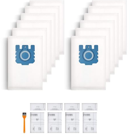 12 Packs GN Dust Bags Compatible with Miele Hoover Bags,Miele C3 Hoover Bag, Complete C1 C2 C3 Cat & Dog S2 S5 S8 S400 S600 S2000 S5000 And S8000 Series with 4 Set Air Clean Filter 9917730