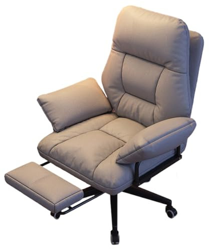 Ergonomischer Bürostuhl mit hochbelastbarem Schaumstoff und Teleskop-Fußstütze für Zuhause und Büro (Hellgrau)
