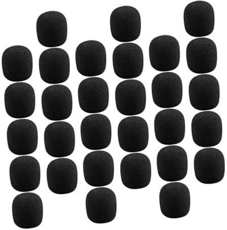 Schaumstoff Mikrofonabdeckungen Schwarz Stück 30 aus Headset Mikrofone | Live Aufnahmen und Remote Meetings, Flexible Schutzabdeckung mit Einfacher Montage