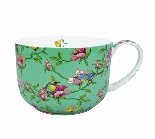 LJIMICAORO Large 24oz Bone China Coffee Mugs with Handles, Traditional Large Coffee Cup, Perfect for Soups, Cereals | Large Bone China Coffee Mugs Cup for Soups Cereals, Microwave and Dishwasher Safe