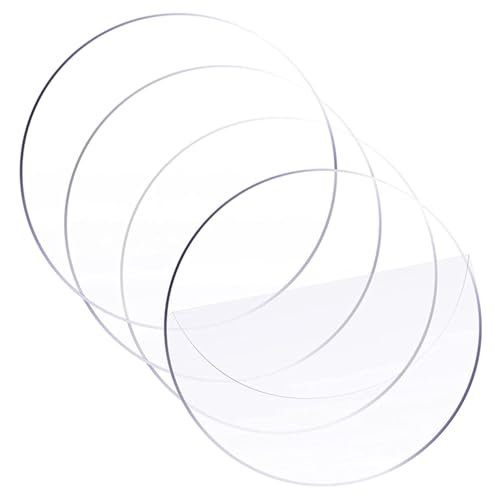 Polycarbonat-Kunststoffplatten, dünne Acrylplatten, klar, 2 mm, runde, durchsichtige Kunststoffplatte, dünne transparente Acrylplatte, 5 Stück (7 cm)(7cm)