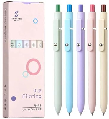 Mutzauber® Gelstifte, 5 Stück 0,5 mm japanische schwarze Tinte, feine Spitze, glatte Schreibstifte, High-End-Serie Stifte für Tagebuch, Notizen, Büro, Schule, Homeoffice (Star)
