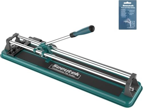 Seeutek Manueller Fliesenschneider, 43,2 cm, professioneller Fliesenschneider aus Porzellan und Keramik, Doppelschienen-Design mit Hartmetall-Schneidrad