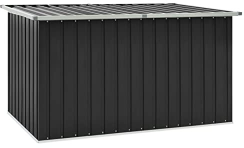 IKAYAA Baúl de Exterior Impermeable 171 x 99 x 93 cm, Baúl de Almacenamiento Exterior XXL, Arcón de Almacenaje Impermeable de Acero Galvanizado para Patio Jardín, Antracita