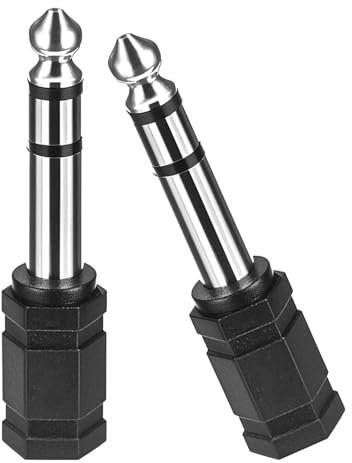BFQZ 2 Pack Headphone Jack Adapter 6.35mm Male to 3.5mm, Male Audio Jack Plug for Headphone Adapter HiFi Stereo, Connection of Headphones to Audio System (Black)