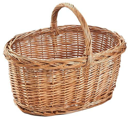 Kobolo Einkaufskorb LISA oval aus gekochter Weide 45x30x33 cm Braun