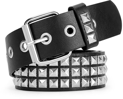 VONMELLI Nietengürtel Y2K Gürtel Goth Ledergürtel für Damen und Herren Metall Punk Taillengürtel Scene Style für Jeans