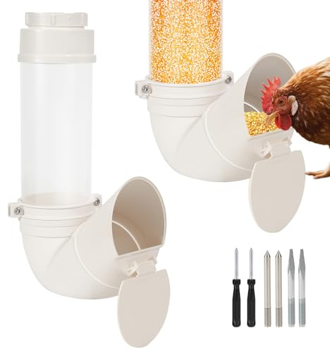 MUALROUS Synlig automatisk kycklingmatare PVC-rör fjäderfämatare inget avfall stor hängande gravitation kycklingfoder för coop ankor kalkon gäss