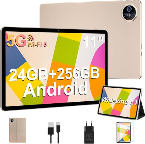BIEGEDY 2026 Neuestes Tablet 11 Zoll Android Octa-Core Gemini AI,Tablet PC 24 GB RAM + 256 GB ROM (TF 2TB) | WideVine L1丨8000mAh丨WLAN 6丨5+13MP丨Bluetooth5.0丨1280 * 800丨Metallabdeckung