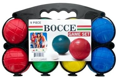 Bocce Ball Set – 9-Piece Outdoor Family Lawn Game with Carrying Case, Water-Filled Bocce Balls & Pallino for Backyard, Beach & Park