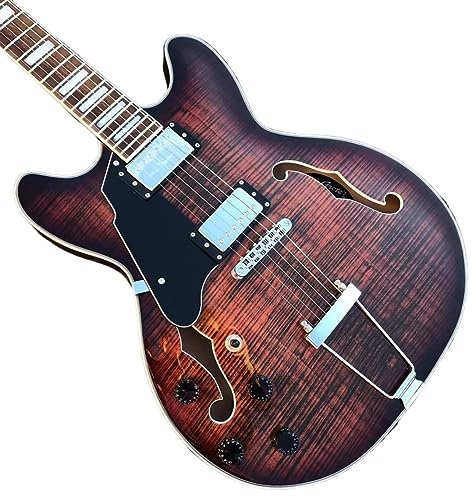 Kundenspezifische klassische Lefty-Jazz-E-Gitarren, Linkshänder-Jazz, maßgeschneiderte E-Gitarre mit hohlem Korpus und F-Loch-E-Gitarre