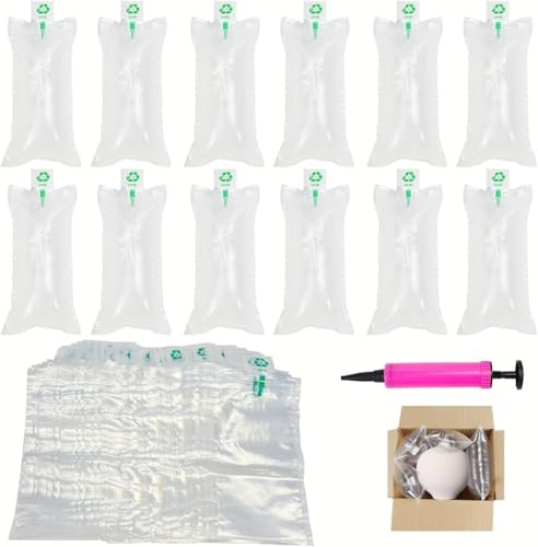 SLTAXAR 150 Stück Luftpolster Luftpolsterkissen Luftkissen 100 x 200 mm Luftpolsterfolie Verpackungsmaterial Füllmaterial Lufttaschen Bubble Wrap Verpackungschips für Versand Transportverpackungen