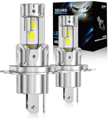 XELORD Ampoule Phare LED H4, 12000LM 60W, 6500K Blanc Froid, Remplacement Halogène, Compatible Feux de Route et Croisement, Kit de 2