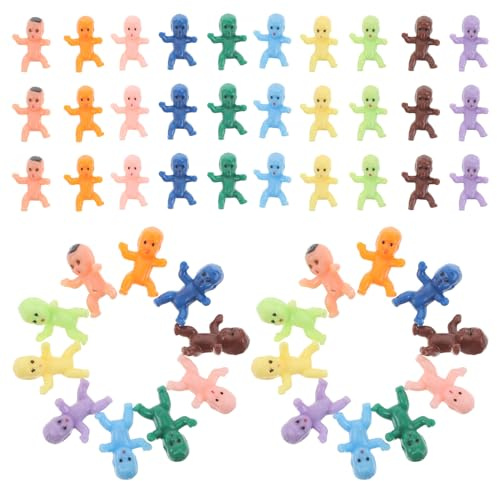 Angoily 100 Piezas Mini Bebés de Plástico Multicolor para Decoración de Fiestas y Colores Rellenos para Bolsas de Regalos Accesorios para Shower y Revelación de Género